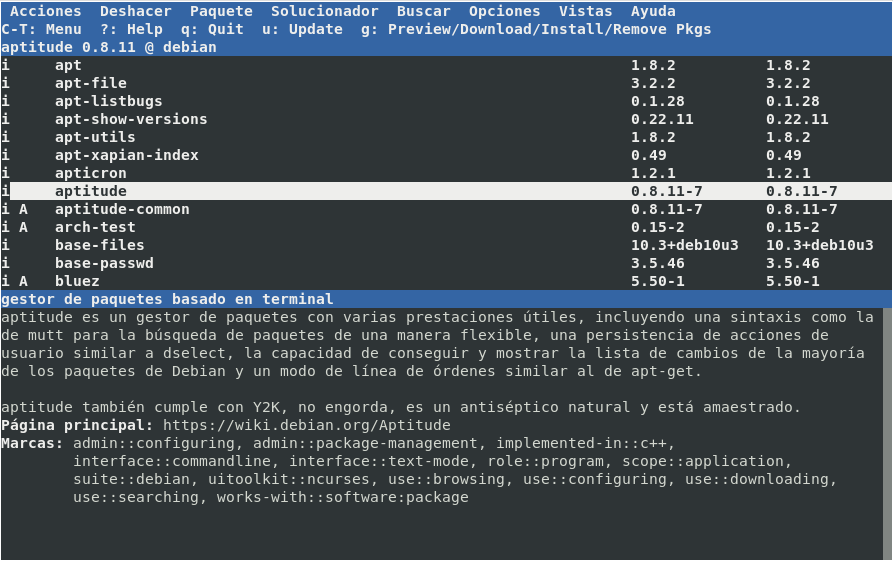 El gestor de paquetes aptitude